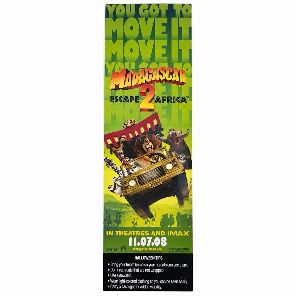 2008 DreamWorks Double Sided Promo Bookmark Madagascar 2 Hotel for Dogs